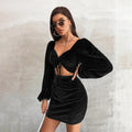 Charlotte Sexy Hollow Out Cutout Lace-up Hip Velvet Dress Light Short Evening - Vestir en Moda