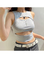 Charlotte Sexy Pure Color Hollowed Out Crop Tank Top - Vestir en Moda
