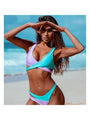 Chiara Fashion Contrast Color Sexy V Neck Sleeveless Bikinis - Vestir en Moda