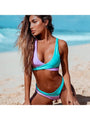 Chiara Fashion Contrast Color Sexy V Neck Sleeveless Bikinis - Vestir en Moda