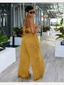 Chiara Halter Nekc Solid Tied Wide Leg Jumpsuit - Vestir en Moda