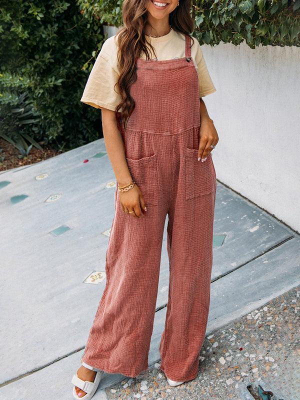 Chiara Women Casual Sfolded Square Collar Loose Jumpsuits - Vestir en Moda