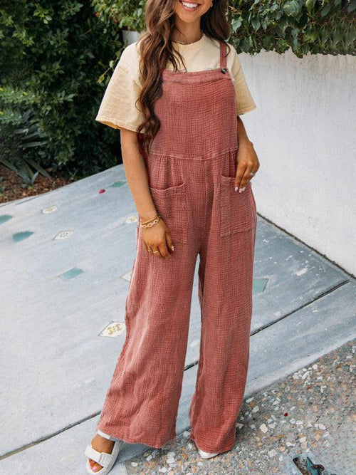 Chiara Women Casual Sfolded Square Collar Loose Jumpsuits - Vestir en Moda