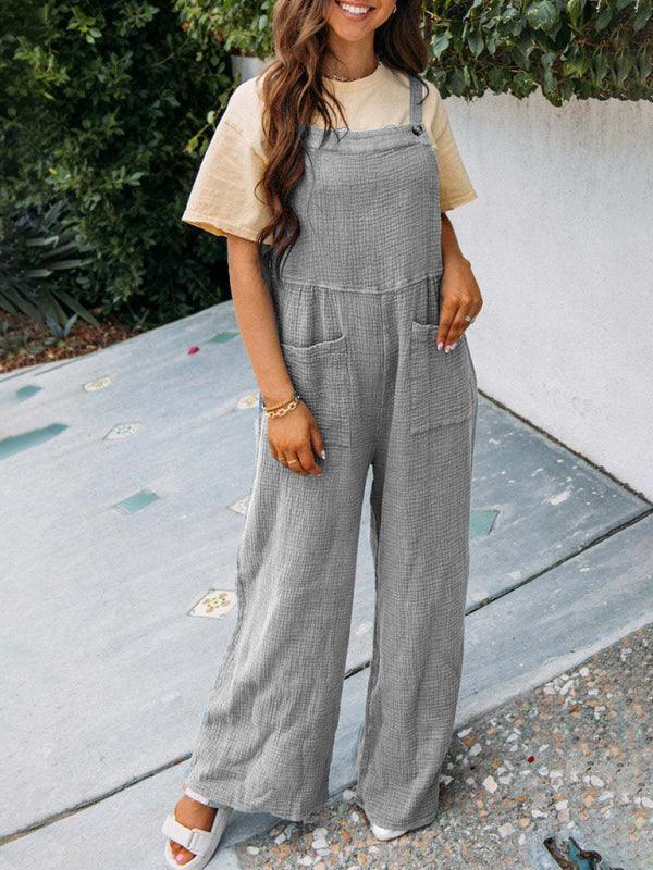 Chiara Women Casual Sfolded Square Collar Loose Jumpsuits - Vestir en Moda