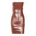 Claribel Women Clothing Faux Leather Sexy Pure Dress - Vestir en Moda