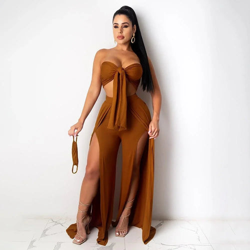 Classic Product Pure Color Split Sexy Two Piece Sets - Vestir en Moda