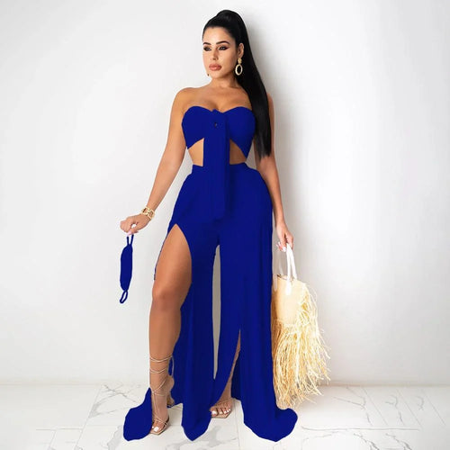 Classic Product Pure Color Split Sexy Two Piece Sets - Vestir en Moda