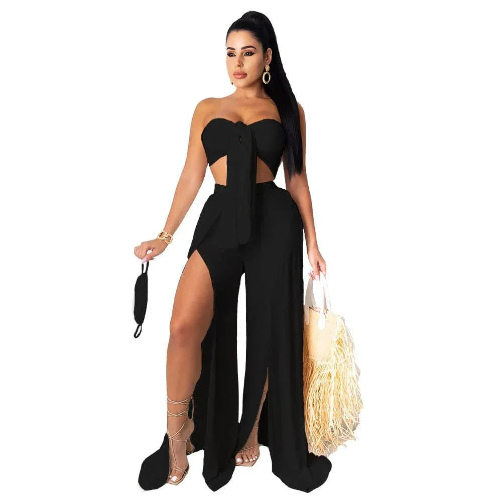 Classic Product Pure Color Split Sexy Two Piece Sets - Vestir en Moda