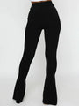 Colette Mid Waist Solid Color Slit Hem Flare Trousers - Vestir en Moda
