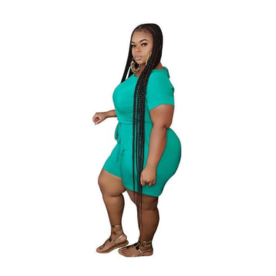 Courtney Plus Size Casual Loose Solid Color Lace-up Jumpsuit - Vestir en Moda