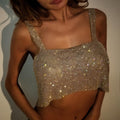 Criss Rhinestone Flash Sexy Suspenders cropped Ball Tank Tops - Vestir en Moda