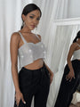 Criss Rhinestone Flash Sexy Suspenders cropped Ball Tank Tops - Vestir en Moda