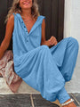 Cristina Women Solid Color Button Hooded Sleeveless Jumpsuits - Vestir en Moda