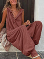 Cristina Women Solid Color Button Hooded Sleeveless Jumpsuits - Vestir en Moda