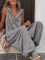 Cristina Women Solid Color Button Hooded Sleeveless Jumpsuits - Vestir en Moda