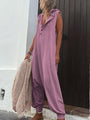 Cristina Women Solid Color Button Hooded Sleeveless Jumpsuits - Vestir en Moda