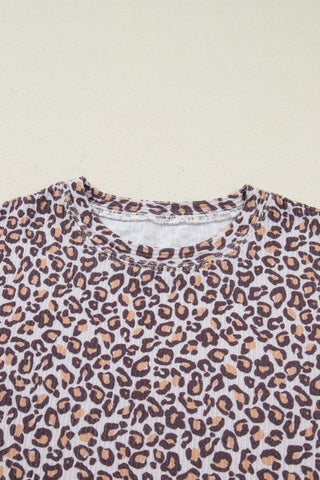 Merida Leopard Ribbed Long Sleeve Two Piece Sets