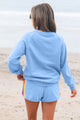 Isira Beau Blue Accent Pullover and Shorts Two Piece Casual Set