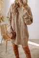 Beruka Parchment Cable Knit Drop Shoulder Loose Fit Sweater Dress