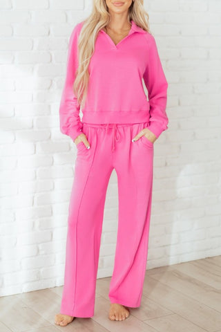 Kayli Solid Collared Central Seam Two Piece Sets