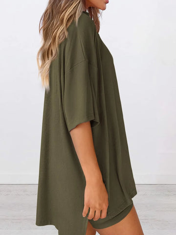 Dinora Full Size Oversized Round Neck Two Piece Sets