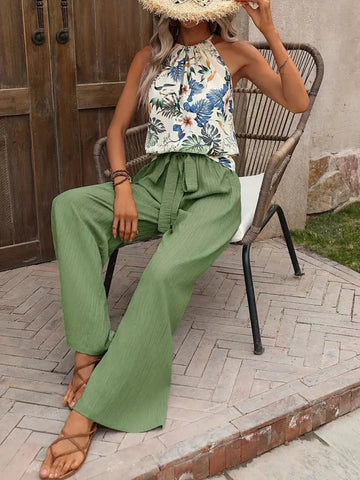 Zoe Printed Wide Leg Two Piece Sets