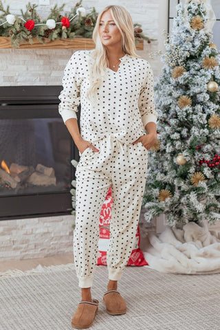 Milka Polka Dot Waffle Lounge Two Piece Sets