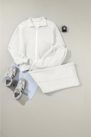 Belen Solid Zip-Up Drawstring Two Piece Sets