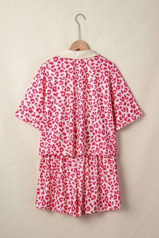Bulma Leopard Collared V-Neck Two Piece Sets