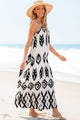 Jordy Black Western Aztec Printed Fashion Vacation Sundress