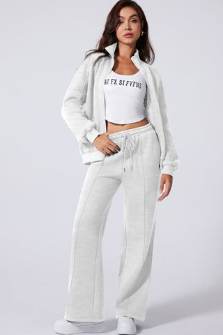 Belen Solid Zip-Up Drawstring Two Piece Sets