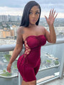 Daniela Seductive Lace-Up Solid Strapless Romper - Vestir en Moda