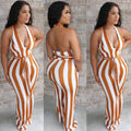 Daniela Striped Sexy Backless Long Jumpsuits - Vestir en Moda