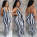 Daniela Striped Sexy Backless Long Jumpsuits - Vestir en Moda