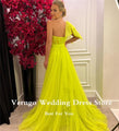 Davina Bright Neon Yellow Long Prom One Shoulder Evening Gowns Dress - Vestir en Moda