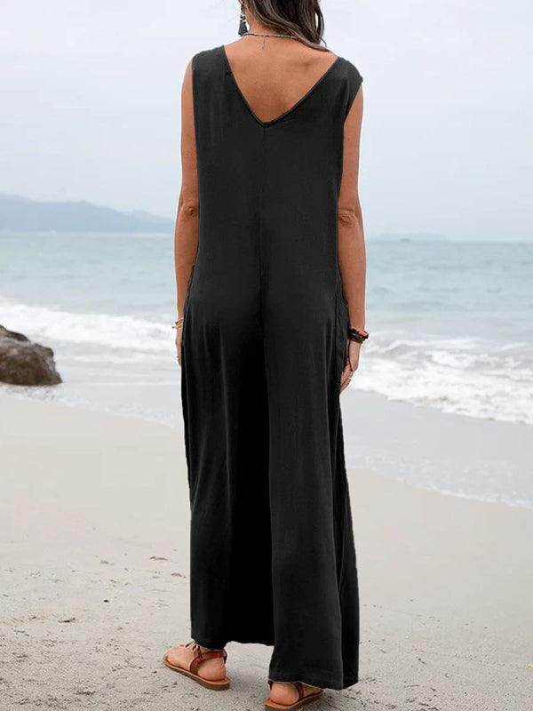 Dayanara Women Solid Color Patch Pocket Fashion Jumpsuits - Vestir en Moda