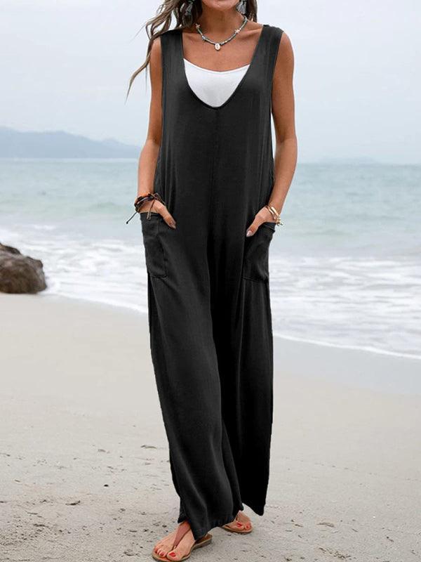 Dayanara Women Solid Color Patch Pocket Fashion Jumpsuits - Vestir en Moda