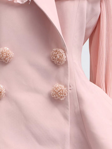 Karina Frill Lapel Collar Pleated Two Piece Sets
