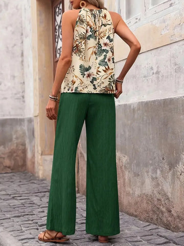 Zoe Printed Wide Leg Two Piece Sets
