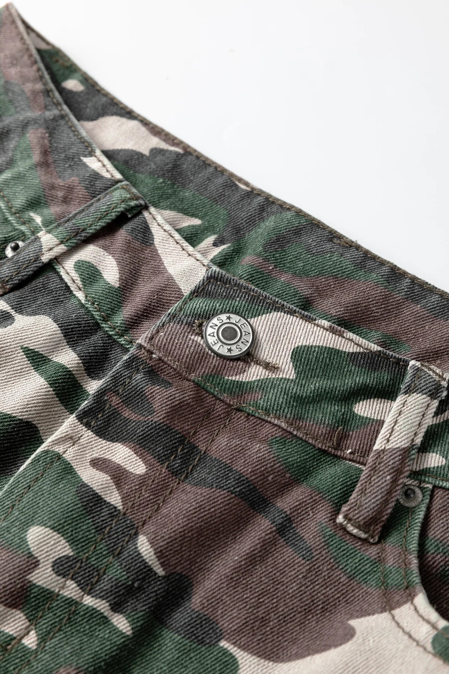 Gretter Green Camo Denim Cargo Wide Leg Pants