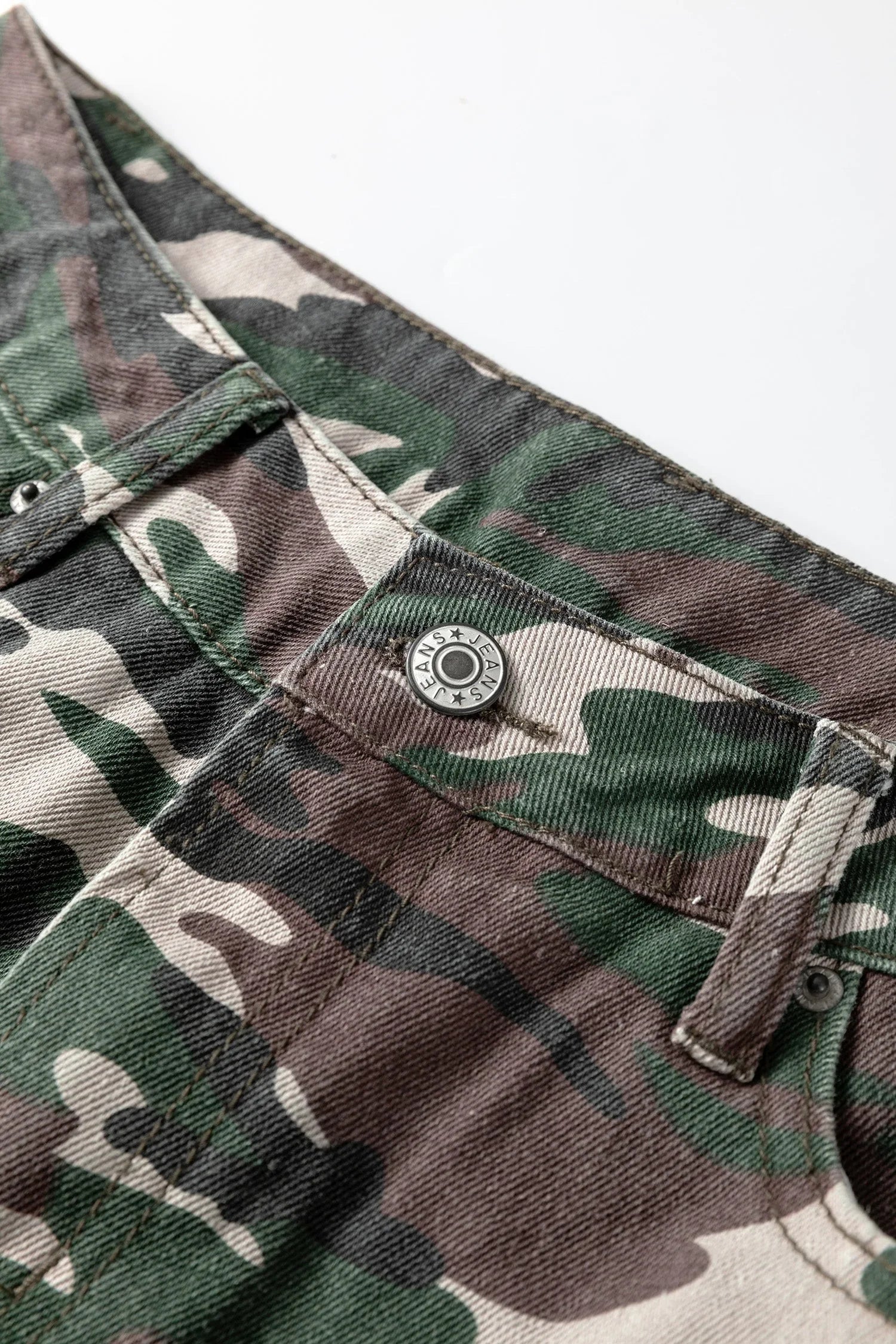 Camo Denim Cargo Wide Leg Pants
