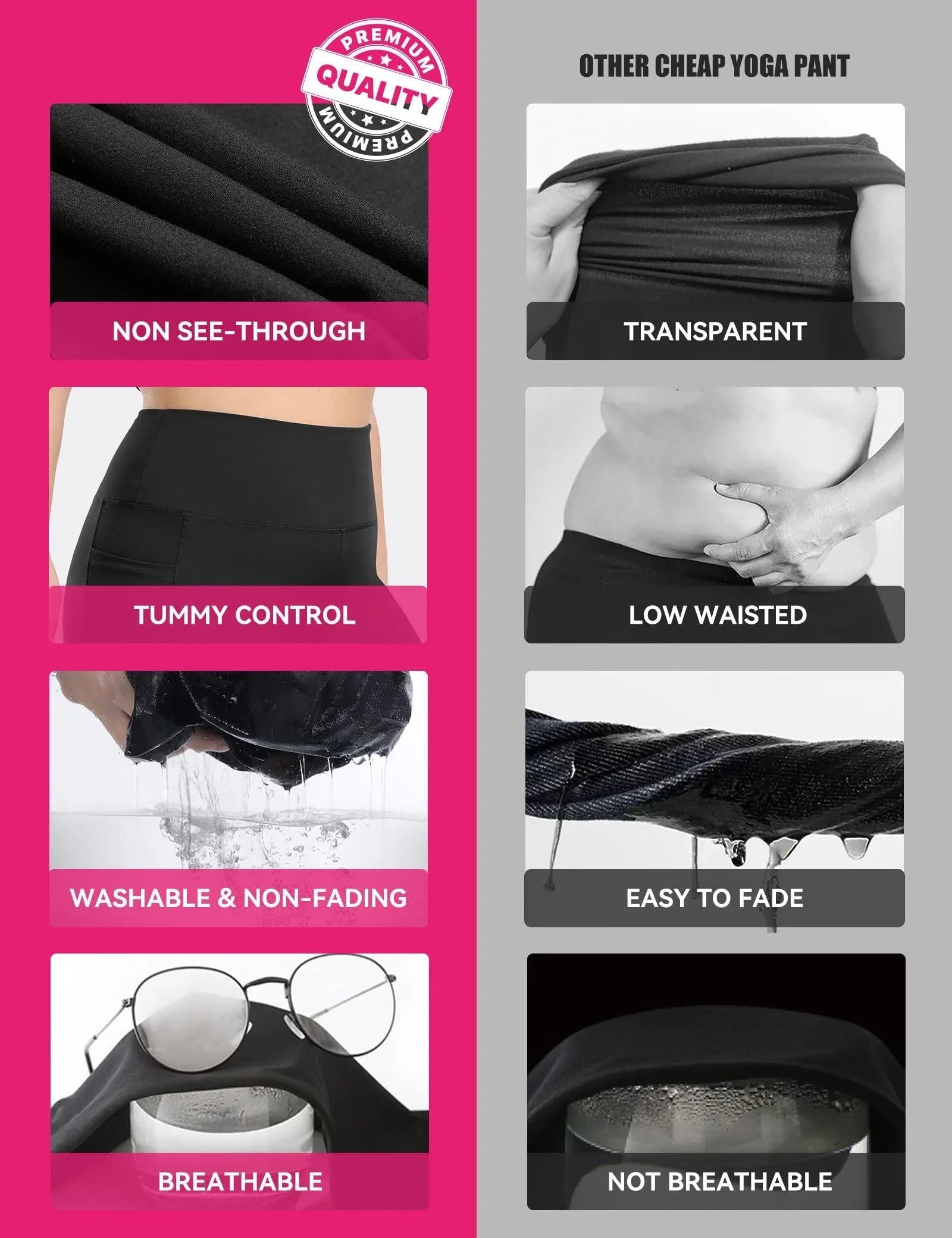 Cropped High-Waisted Yoga Pants with Slanted Pockets