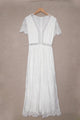 Maxie White V Neck High Waist Lace Maxi Dress