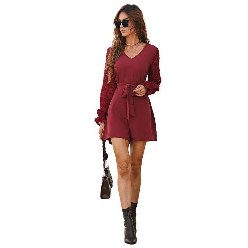 Debora Autumn Winter Women Clothing Long Sleeve Solid Ruffles Rompers - Vestir en Moda