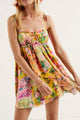 Debora Spring Color Matching Floral Neck Strap Wooden Ear Dresses - Vestir en Moda