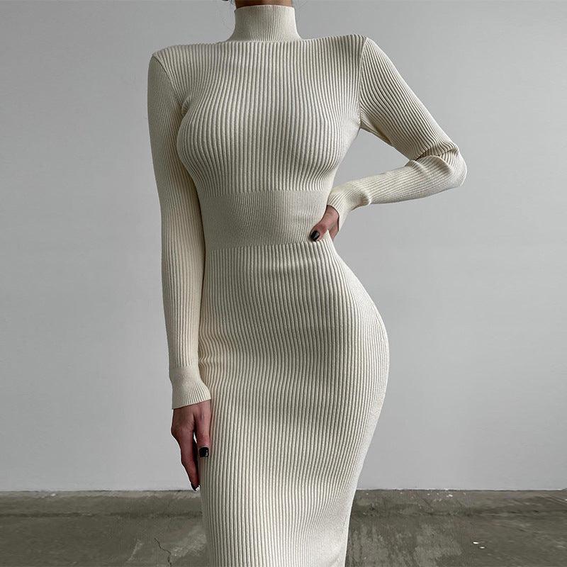 Debora Stripe Knitted Solid Tight Sexy Autumn Winter Dresses - Vestir en Moda