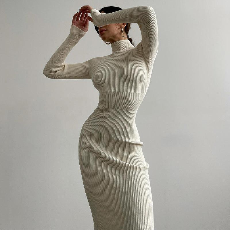 Debora Stripe Knitted Solid Tight Sexy Autumn Winter Dresses - Vestir en Moda
