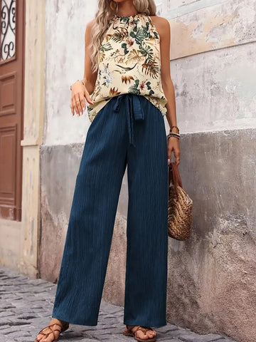 Zoe Printed Wide Leg Two Piece Sets