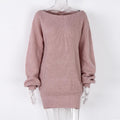 Delia Long Sleeve off Shoulder Casual Loose Knitted Dress - Vestir en Moda