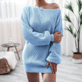 Delia Long Sleeve off Shoulder Casual Loose Knitted Dress - Vestir en Moda